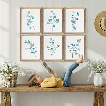Trendy Eucalyptus Art Prints (Set of 6) Art Print - 11x14 (Unframed) | Refresh Your Space with Contemporary Elegant Botanical Wall Decor | Modern Home Decor | Farmhouse Decor | Home Décor