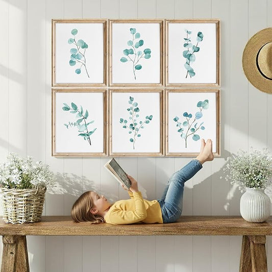 Trendy Eucalyptus Art Prints (Set of 6) Art Print - 11x14 (Unframed) | Refresh Your Space with Contemporary Elegant Botanical Wall Decor | Modern Home Decor | Farmhouse Decor | Home Décor