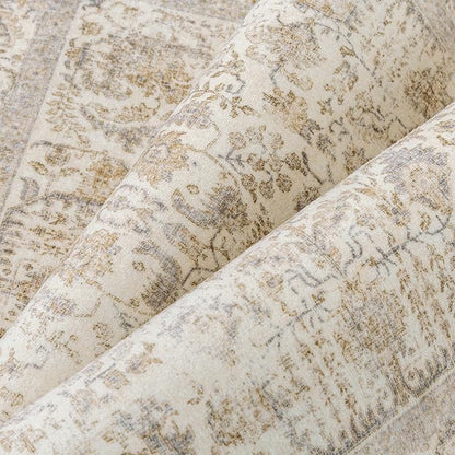 PureCozy Light Brown Runner Rug 2'6"x14' Washable Carpet for Hallway Kitchen Vintage Distressed Non Slip Indoor Retro Floral Bedroom Accent Throw Long Rug Bathroom Office Laundry Dining Living Room