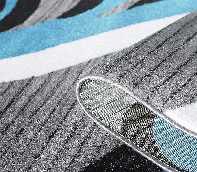GLORY RUGS Modern 8x10 Area Rug Bedroom & Living Room Carpet with Swirls in Turkaz Grey | Contemporary Dining Accent Sevilla Collection 4817A