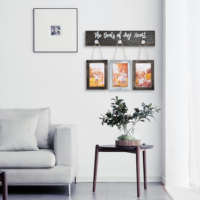 4X6 Picture Frames Collage for Wall Farmhouse Rustic Vintage Photo Frame with HD plexiglass Hanging Collage Picture Frame Wall Decor for Living Room, Set of 3