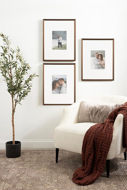 Kate and Laurel Adlynn Rectangle Picture Frame Set of 3; 16 x 20 matted to 8 x 10; Bronze; Vintage Three-Piece Frame Set for Gallery Wall Frame Set in Living Room Wall Decor
