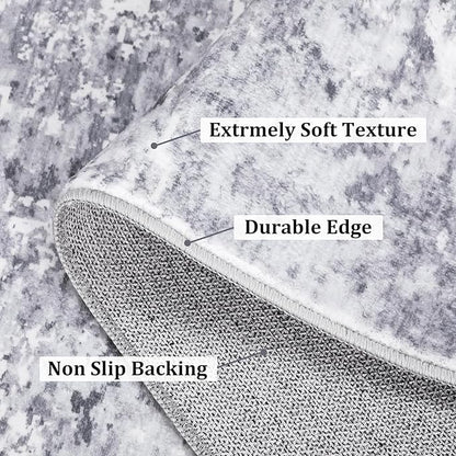 ROYHOME Area Rug 10x13 Modern Abstract Accent Faux Wool Low Pile Ultra Soft Stain Resistant Rug Non Slip Non Shedding Throw Rug Washable for Living Room Bedroom Home Decor, Light Grey