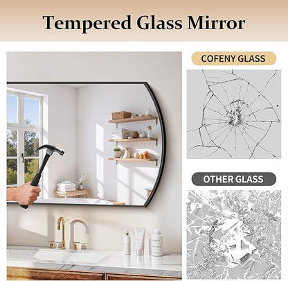 COFENY Bathroom Mirror, 20x40 Inch Black Oval Wall Mounted Mirror with Thin Metal Frame, Modern Bathroom Vanity Mirrors for Over Sink, Entryway, Living Room, Bedroom
