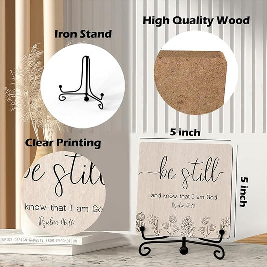 Home Decor, Farmhouse Be Still And Know That I Am God Shelf Decor For Living Room, Christian Gifts For Women Men, Entryway Tv Stand Fireplace Mantle Coffee Table Decoration (Still-15)