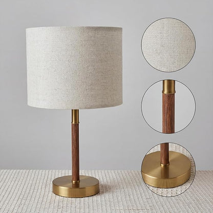 16.5'' Bedside Table Lamps Set of 2, Small Metal Accent Table Lamps with Linen Lampshade, Modern Simple Desk Lamps for Bedroom,Living Room, Office,Desk(Bulbs Included)