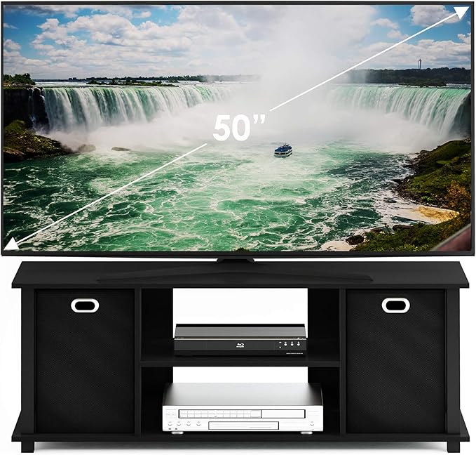 Furinno Econ Entertainment Center, Black/Black