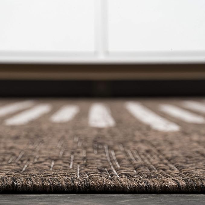 JONATHAN Y Stripe Geometric Indoor Outdoor Runner Rug 2X10 Brown/Beige, Zolak Berber for Backyard, Patio, Porch, Easy-Cleaning, High Traffic, Pet-Friendly, Non-Shedding (SMB124B-210)