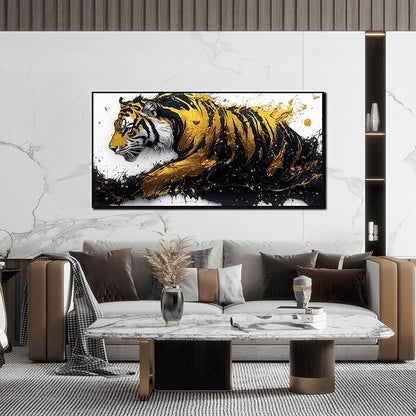 Tiger Painting Wall Art for Living Room - Animal Canvas Wall Art for Office - Black Framed Wall Art for Bedroom Size 24" x 48"
