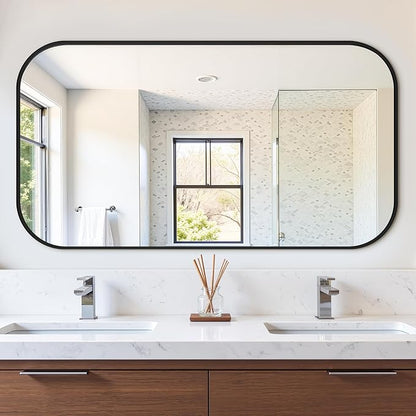 Bathroom Mirror for Wall, Large Bathroom Vanity Mirror for Over Sink 30 x 55, Black HD Reflection Shatterproof Mirror for Living Room Bedroom Entryway, Metal Frame Rectangular Shape
