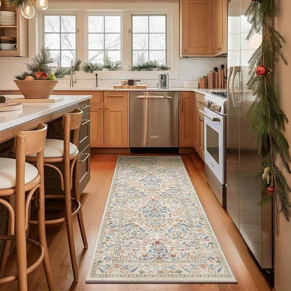 Washable Runners for Hallways Kitchen Rug: 2'6"x8' Runner Rugs Stain Resistant Non Slip Low Pile Soft Carpet Runners Rug for Bedroom Entryway Indoor Beside Bathroom Laundry Room
