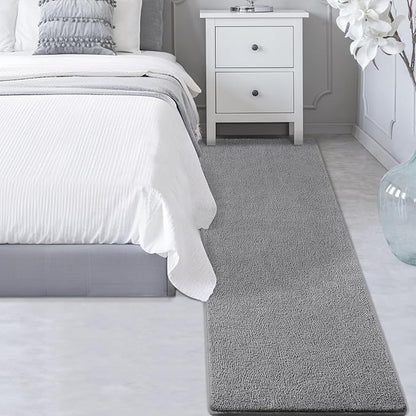 Gifeas Ultra Soft Modern Runner Rugs for Living Room Bedroom, 2x6 Feet Grey Thickened Memory Foam Indoor Solid Minimalist Carpets, Non-Slip Comfy Area Rug for Boys Girls Nursery Room Home Decor