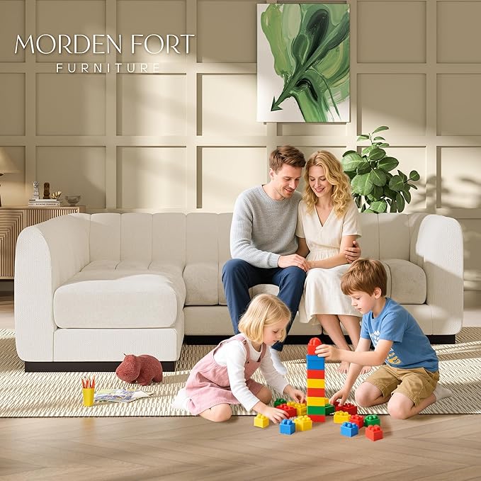 Morden Fort Oversized Sofa Couch Extra Deep Couch Modular Convertible Sectional Sofa Set Comfy Modern Sofas Couches for Living Room Apartment Bedroom Chenille