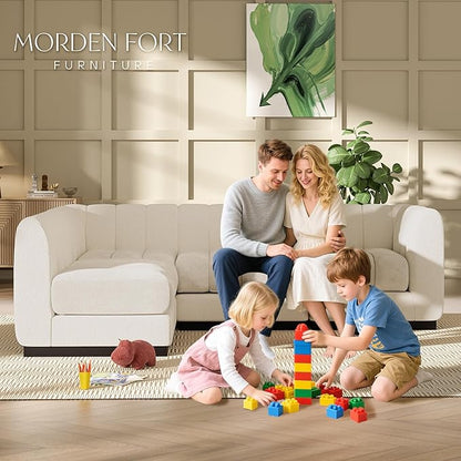 Morden Fort Oversized Sofa Couch Extra Deep Couch Modular Convertible Sectional Sofa Set Comfy Modern Sofas Couches for Living Room Apartment Bedroom Chenille