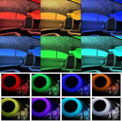 AMKI 16W Fiber Optic Lights,Starlight Headliner Light Kit APP/Remote Control Sound Activated Mode for Car&Home Decoration,Optical Fiber Cable Strands 0.75mm/0.03in 6.5ft/2m 150pcs