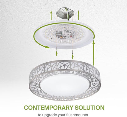 ASD 16 Inch Smart RGBW Flush Mount Ceiling Light with Remote - Brushed Nickel 28W 120V 2700-6500K Dimmable Ceiling Light Fixture, WiFi App Control RGB Lights, Alexa & Google Assistant - ETL, 4 Pack