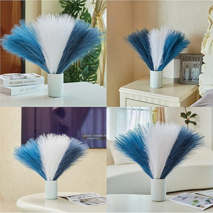 Faux Pampas Grass, 18"/45cm Artificial Pampas Grass Fluffy 6 Stem pompous Grass Flower Arrangement for Boho Home Wedding Decoration