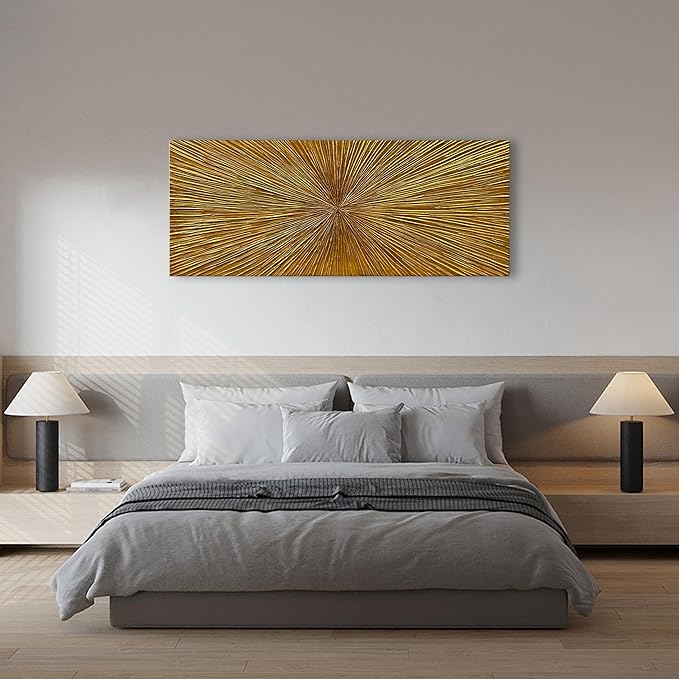 NANKAI Art Hand Painted Gold Texture Abstract Art Oil Painting Modern Style Art Living Room Office Corridor Wall Decoration Oil Painting 24x60 inch Large Canvas Painting