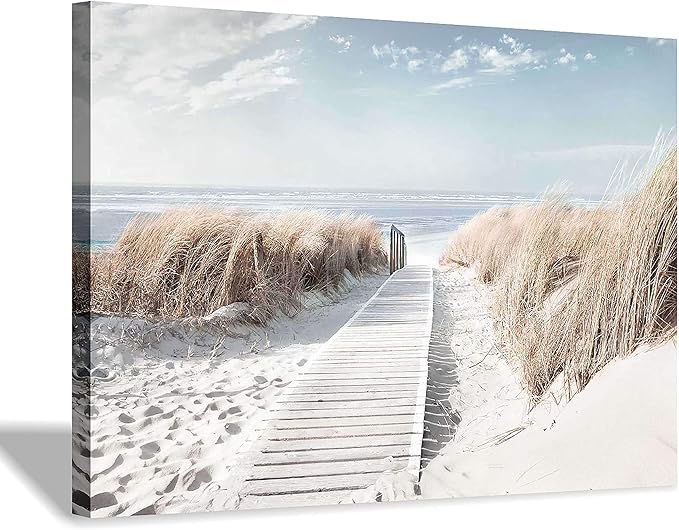 Hardy Gallery Beach Canvas Wall Art Prints: Coastal Seascape Picture Road to Beach Artwork Painting on Canvas for Living Room (36'' x 24'' x 1 Panel)