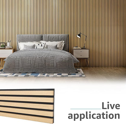 Art3d 6-Piece Wood Slat Acoustic Panels for Stylish Decor and Noise Reduction, 3D Textured Panel for Ceiling and Wall, Oak