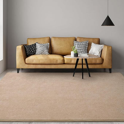 Gifeas Large Ultra Soft Modern Area Rugs for Living Room Bedroom, 6x9 Feet Beige Thickened Memory Foam Indoor Solid Minimalist Carpets, Non-Slip Comfy Rug for Boys Girls Nursery Room Home Decor