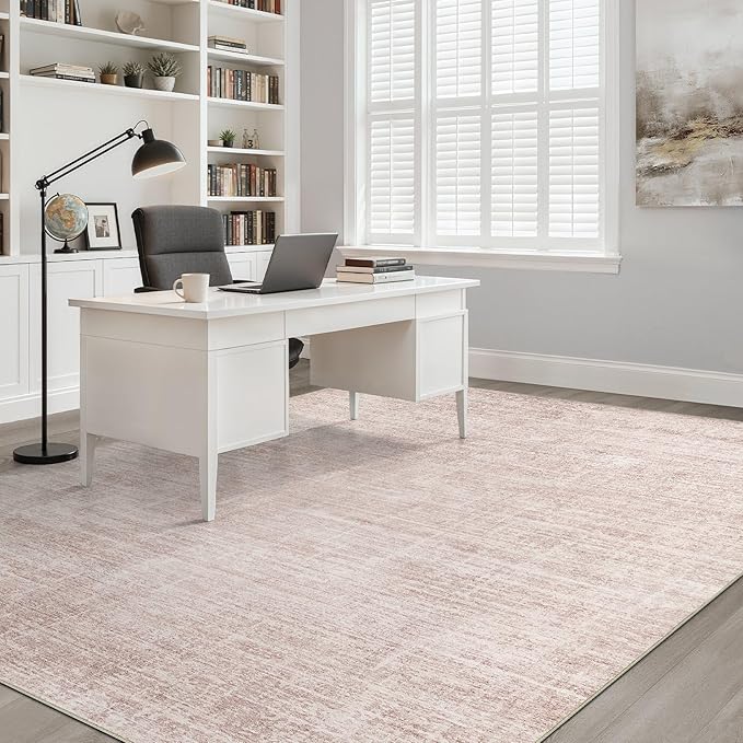 Pink Rug 5x8 Living Room: Washable Large Neutral Rugs Abstract Soft Modern Stain Resistant Indoor Floor Non-Slip Carpet for Nursery Kids Girls Bedroom Playroom Dining Room Under Table