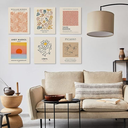 Habseligkeit Retro Room Decor, Matisse Abstract Wall Art Prints, Minimalist Boho Bedroom Decor for Girs Unframed,11x14in, Set of 6