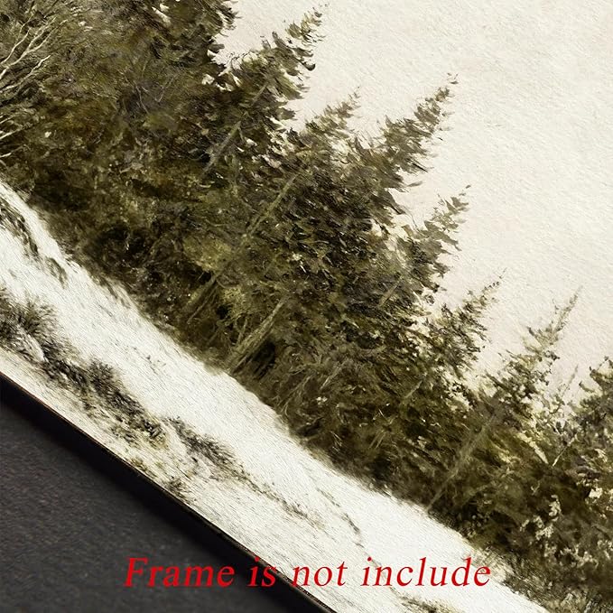 uniro Vintage Christmas Tree Wall Art Prints, Rustic Pine Tree Artwork, Neutral Winter Landscape, Unframed (8" x 10") for Bedroom, Living Room, Office