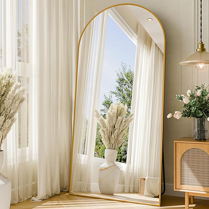 76"x34" Floor Mirror Full Length, Arched Full Length Mirror with Stand, Large Full Body Mirrors for Bedroom Living Room or Cloakroom Gold