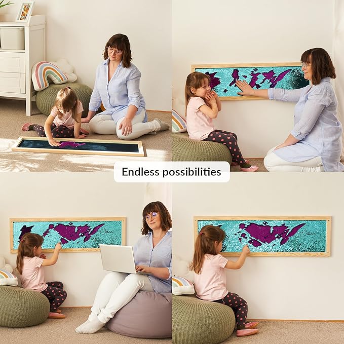 ODOXIA Sequin Sensory Wall Frame | Sensory Wall Sequin Flip Fabric for Kids | Daycare and School And Room Board