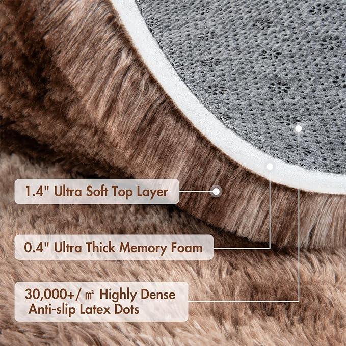 5x8 Ft Shag Brown Area Rug for Bedroom Living Room, Tie-Dyed Ultra Soft Fluffy Furry Rugs for Indoor Floor, Aesthetic Carpet for Kids Home Decor (Coffee)