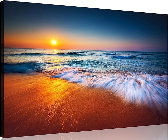 TutuBeer 1 Panel Ocean Pictures Beach Pictures Beautiful Sunrise over the Sea Picture Print on Canvas Wall Decor Beach Picture Ocean Wall Art Stretched and Framed 30x40 inch