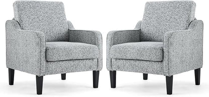 VINGLI Accent Chair for Living Room Chairs Reading Chair for Bedroom Chair Scooped Arm Chair Mid Century Modern Accent Chairs Upholstered Comfy Chair for Apartment, Waiting Room (2, Texture Gray)