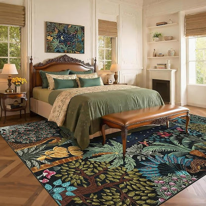 GarveeHome Large Area Rugs 10x13 for Living Room, Jungle Animal Washable Rug Soft Non Slip Backing Floor Mat Carpet Indoor Thin Accent Rug for Bedroom Dining Room Playroom Nursery Home Decor
