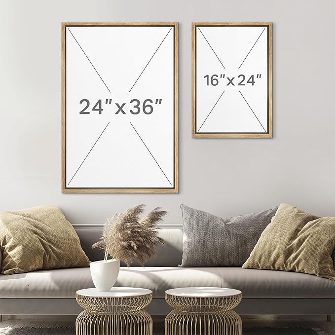 SIGNLEADER Framed Canvas Print Wall Art Set Soft Earth Tone Minimal Landscape Illustrations Minimal Decorative Bohemian for Living Room, Bedroom, Office - 16"x24"x3 Natural