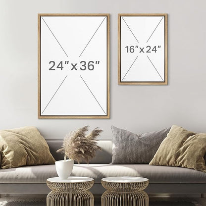 SIGNLEADER Framed Canvas Print Wall Art Set Soft Earth Tone Minimal Landscape Illustrations Minimal Decorative Bohemian for Living Room, Bedroom, Office - 16"x24"x3 Natural