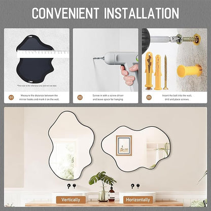Black Clouds Irregular Wall Mirrors 22''x30'', Clouds Decorative Modern Mirror for Bedroom Bathroom Living Room or Entryway