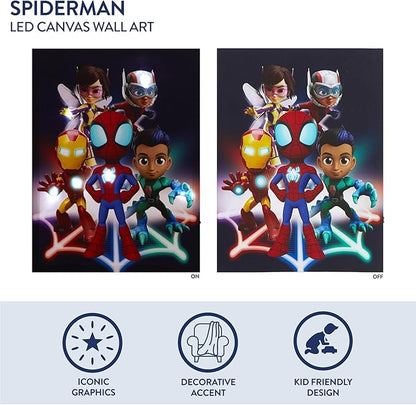 Marvel Spidey and Friends LED Wall Art,Light-Up Children’s Hanging Décor for Kids’ Bedroom or Playroom, 11.5" x 15.75"