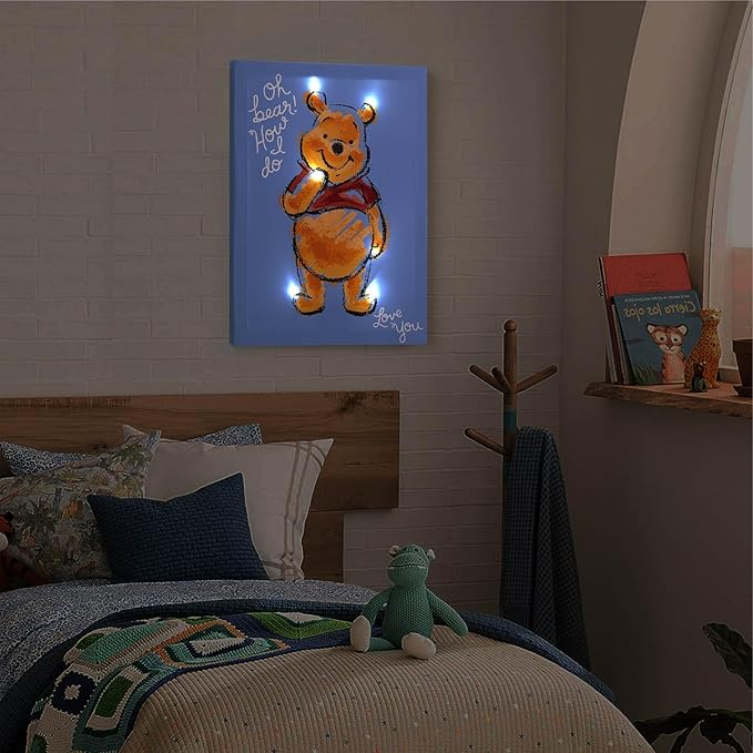 Disney Winnie The Pooh LED Wall Art,11.5"x15.75" Children's Hanging Décor, Light-Up Artwork for Kids' Rooms