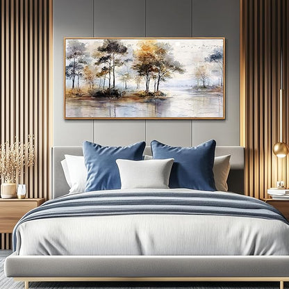 Wapluam Framed Wall Art,Abstract Wall Art Artwork Forest Canvas Wall Art Vintage Farmhouse Trees Pictures Decor Rustic Nature Canvas Painting Ready To Hang Living Room Bedroom And Office Home Decor