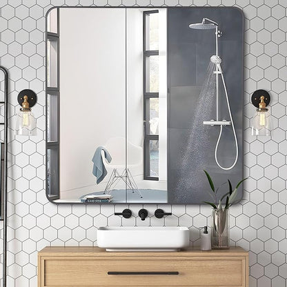 DESBING 36" x 36"Bathroom Mirror, Matte Black Wall Mirror with Metal Frame, Decorative Rectangular Vanity Mirror for Bedroom Bathroom Living Room Entryway (Horizontal/Vertical)