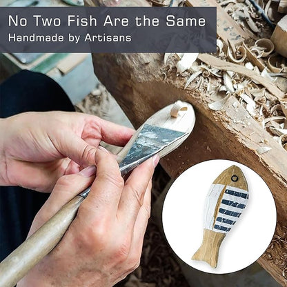 SAILINGSTORY Wooden School of Fish Beach Decor Nautical Coastal Decor Beach Bathroom Decor Lake House Decor Ocean Decoration Stripe Finish