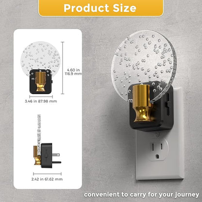 L LOHAS LED Night Lights Plug into Wall, Dusk to Dawn Sensor, 3000K Soft White LED, 180° Rotating Acrylic Bubble Nightlight, 0-100lm Adjustable Brightness, for Bedroom, Bathroom, Hallway