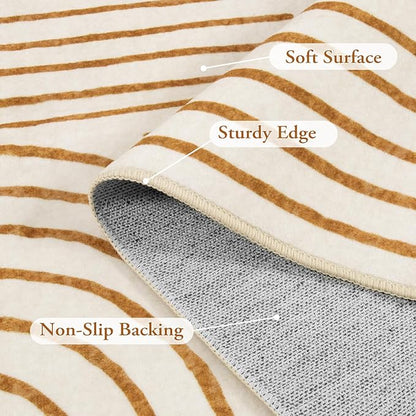 Lahome Abstract Machine Washable Rugs 8x10, Ultra-Thin Soft 8x10 Rugs for Living Room Office, Non-Slip Bedroom Rug Large Carpet Non-Shedding Accent Rug for Office Dining Room Darrell (8x10ft,Orange)