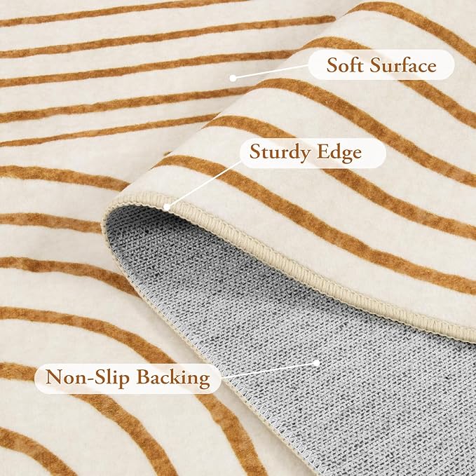 Lahome Abstract 10x14 Area Rugs for Living Room Bedroom, Soft Large Washable Rugs, Ultra-Thin Non-Slip Modern Dining Room Rug Non-Shedding Accent Carpet for Office Darrell, Orange