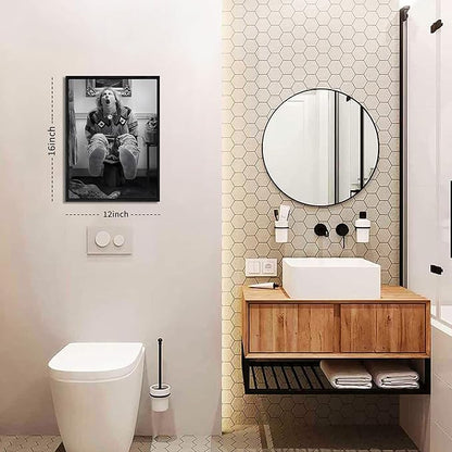 Funny Wall Art Set of 2 - Black Floating Frame Black and White Vintage Humor Bathroom Wall Decor, Dumb And Dumber Movie Posters Art, Bathroom Decor Canvas Wall Art 12x16 in
