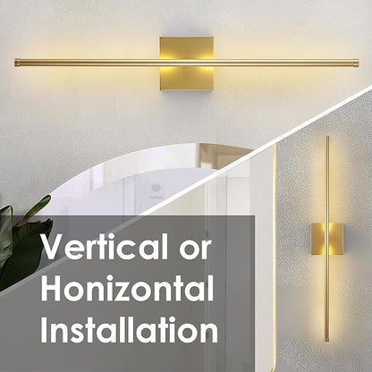 KARTOOSH Battery Operated Wall Sconces with Remote Control, Dimmable Wall Sconces Set of Two, 350°Rotate, 3000K LED Gold Wireless Wall Light for Living Room, Hallway, Bedroom, 40.1 Inch (2 Pack)
