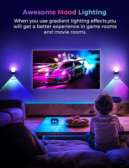 L LOHAS LED Projector Night Light Plug in Night Lights Plug into Wall with Dusk to Dawn Sensor, 8 RGB Color and Dynamic Mode, 2 Pack