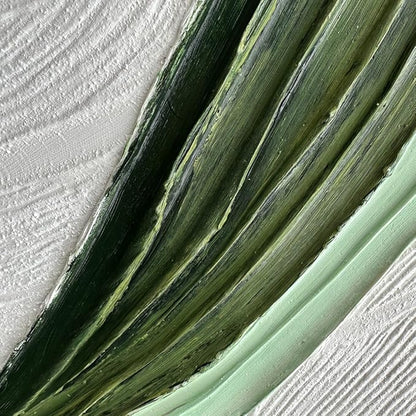 Slyart Large Nordic Green and White Abstract Vertical Wall Art Green 3D Texture Painting Green White Painting Modern Living Room Oil Paintings Minimalist Art