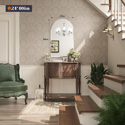 Frameless Bathroom Mirror, 24" x 40" Arched Frameless Mirror for Wall Beveled, Arch Wall Mounted Vanity Bathroom Mirror for Over Sink, Bedroom, Gym